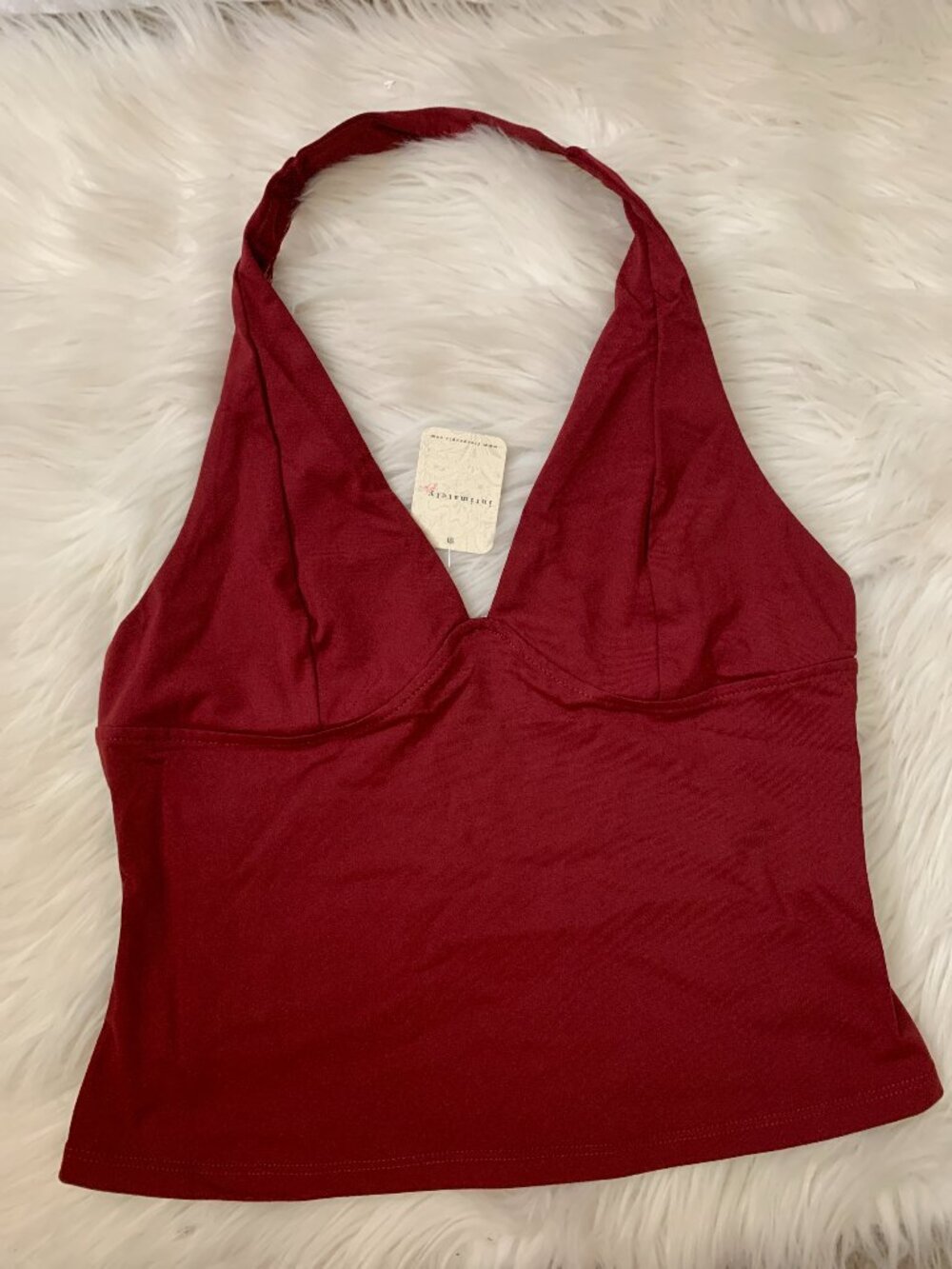 INTIMATELY BY FREE PEOPLE Still Here Have It All Halter Top in Wine Sz MEDIUM